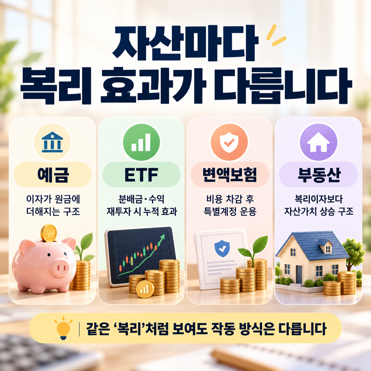 예금 ETF 변액보험 부동산의 복리 효과 차이