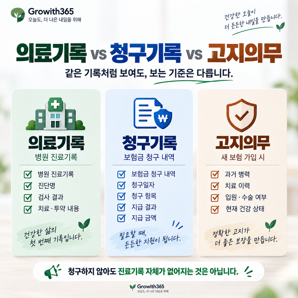 의료기록 보험금 청구기록 보험가입 고지의무 차이