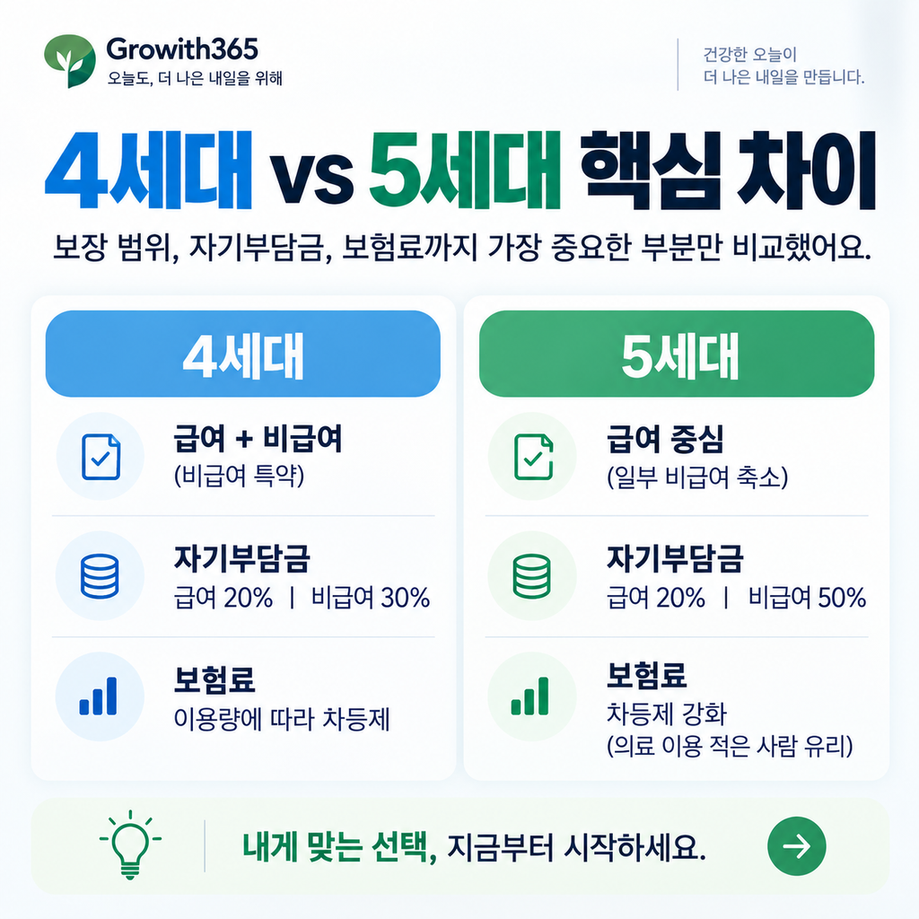 4세대와 5세대 실손보험 자기부담금과 보장 차이