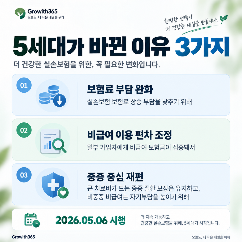 5세대 실손보험 도입 배경과 보험료 보장 구조 변화