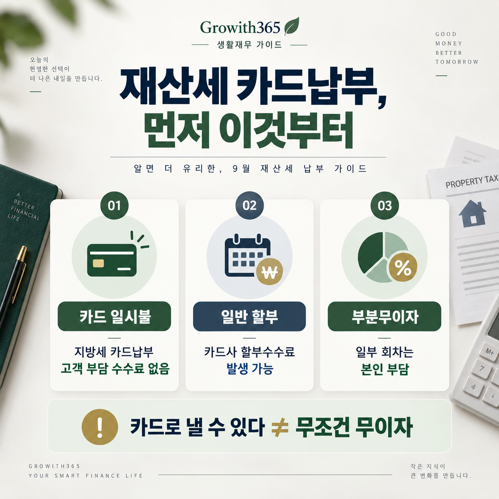 2026년 9월 재산세 카드납부 수수료와 일시불·할부·부분무이자 차이