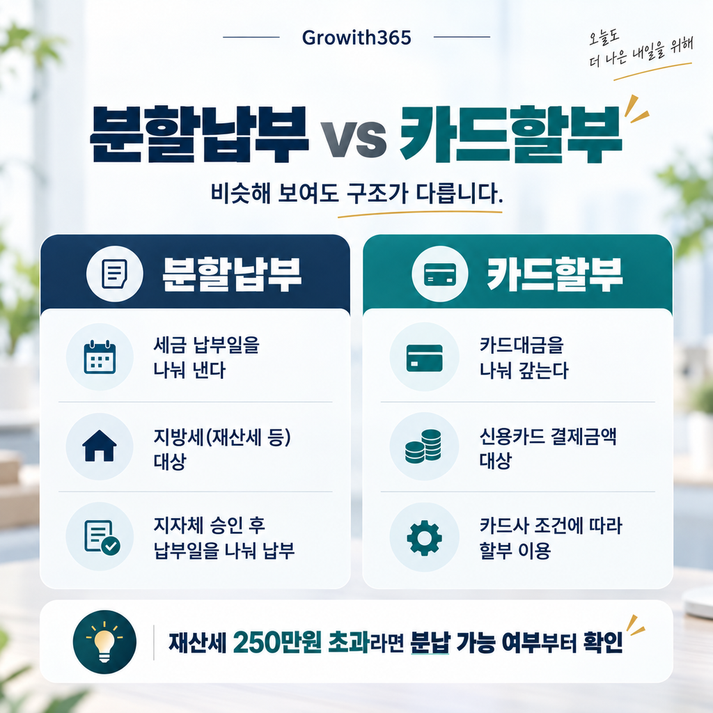 재산세 법정 분할납부와 신용카드 할부 차이 비교