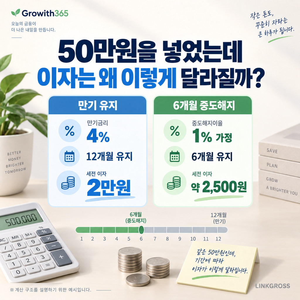 적금 중도해지 이자 계산 예시
