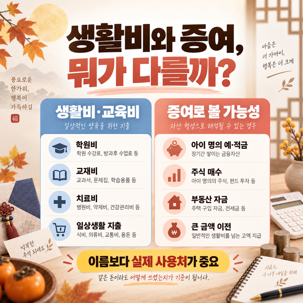 생활비 교육비와 증여 차이 자녀 용돈 세금 기준
