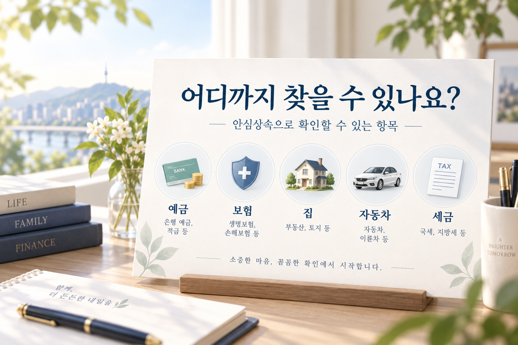 안심상속 원스톱서비스 금융 부동산 자동차 세금 연금 조회 항목