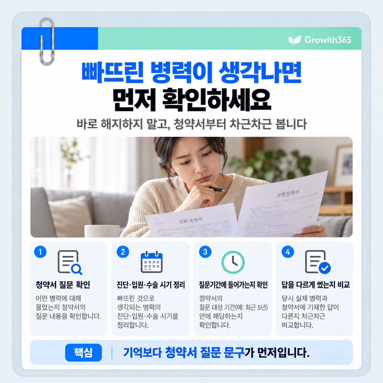 가입 후 빠뜨린 병력이 생각났을 때 청약서와 병력 확인 순서
