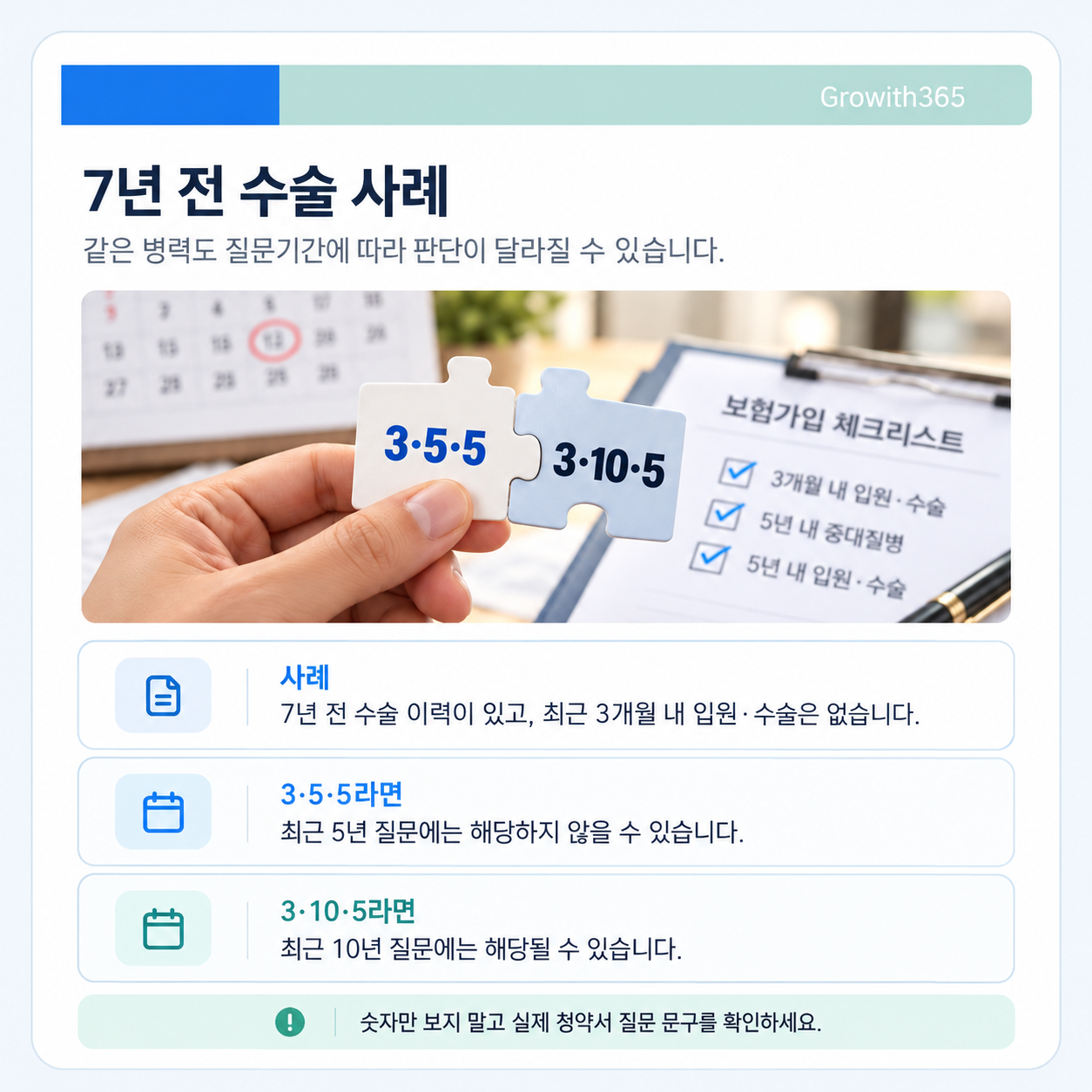 7년 전 수술 이력의 3·5·5와 3·10·5 기간 적용 사례